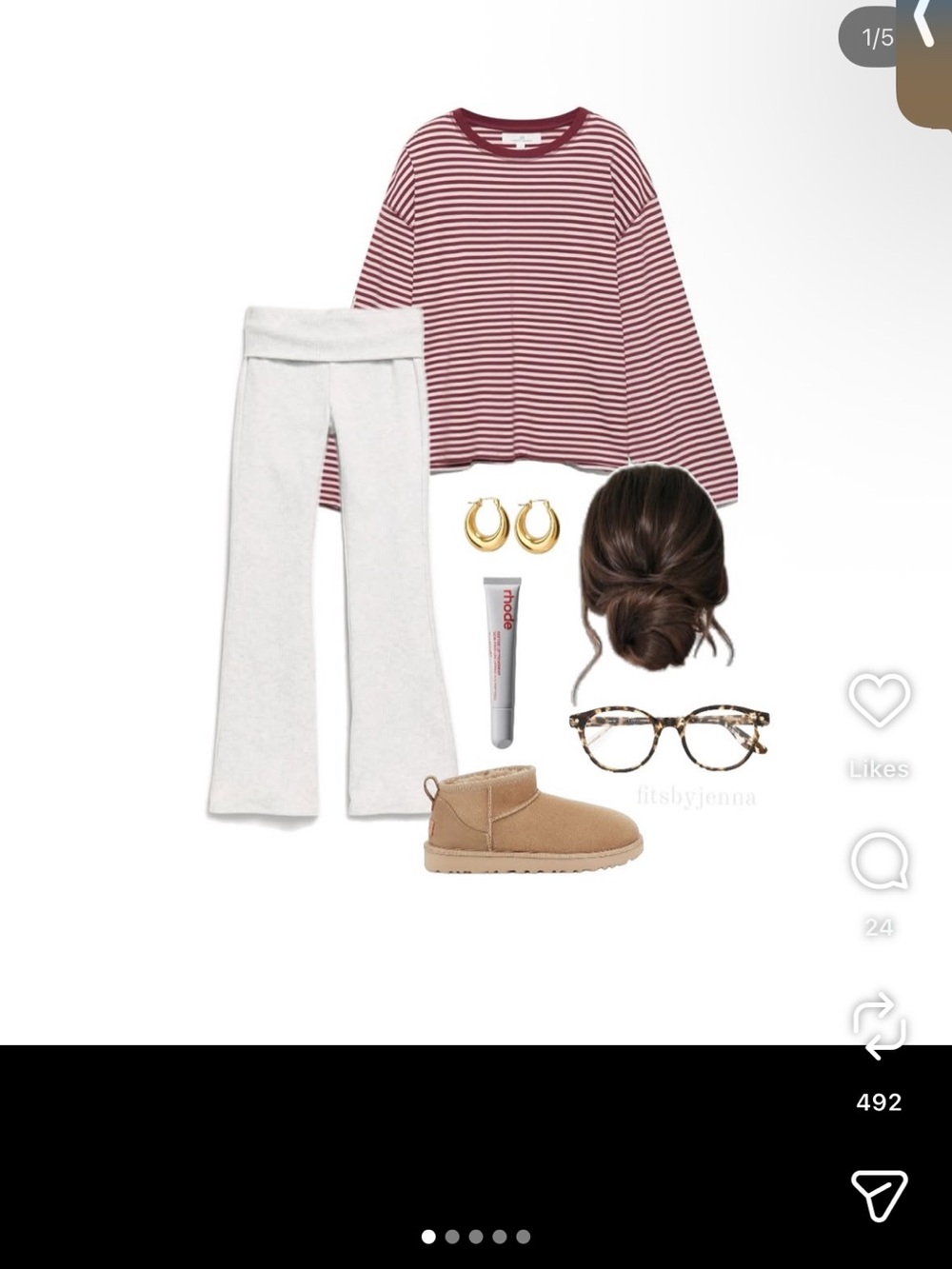 Girls Burgundy & White Striped Hair Scrunchie Set